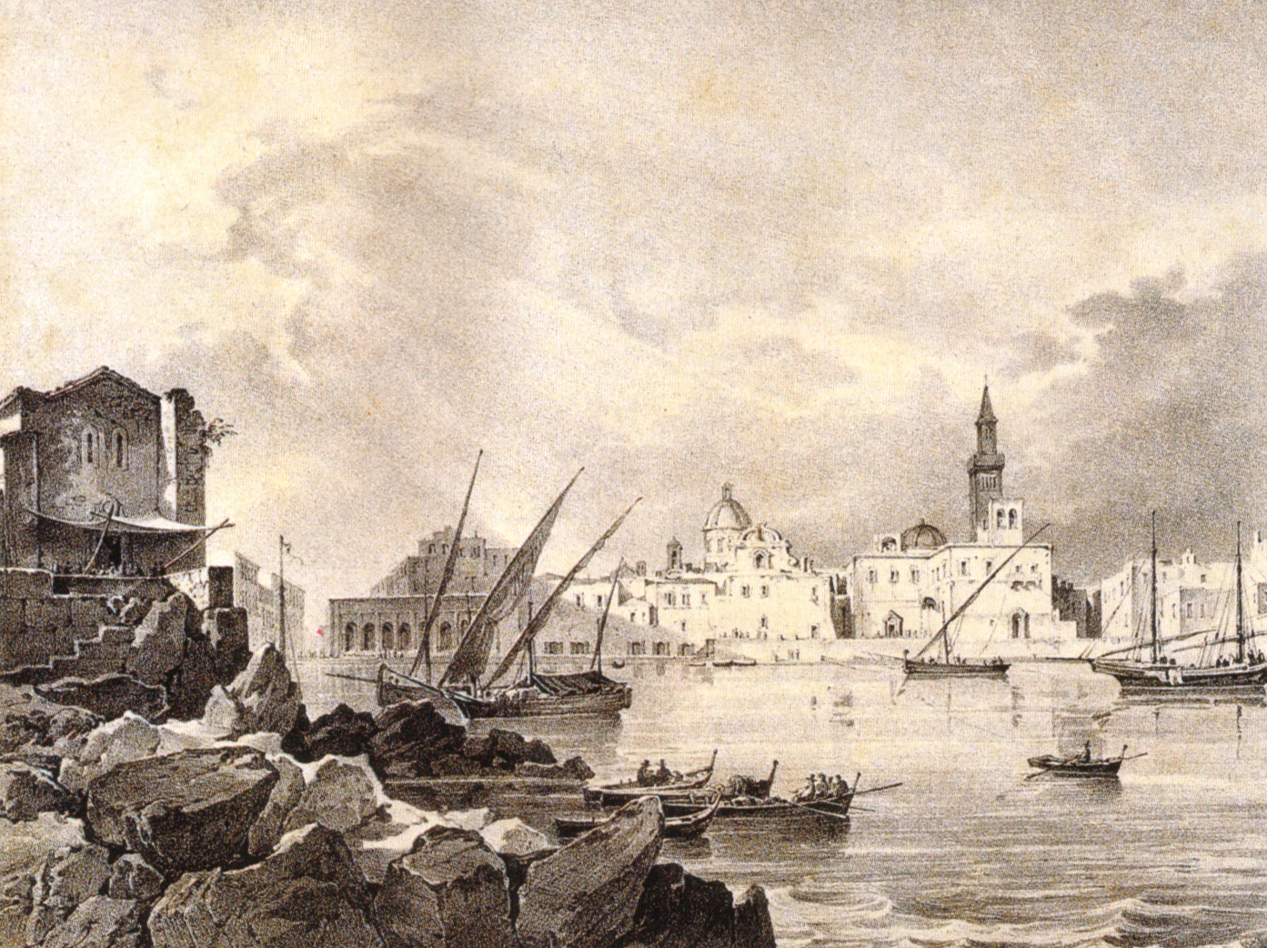 Il porto di Bari, stampa del XIX sec.